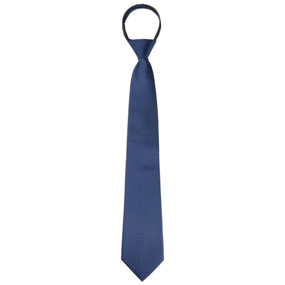 Zipper Tie Pre-Tied Patterned Necktie Adjustable Neck Ties Navy Blue -5
